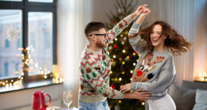 Couple dancing at Christmas