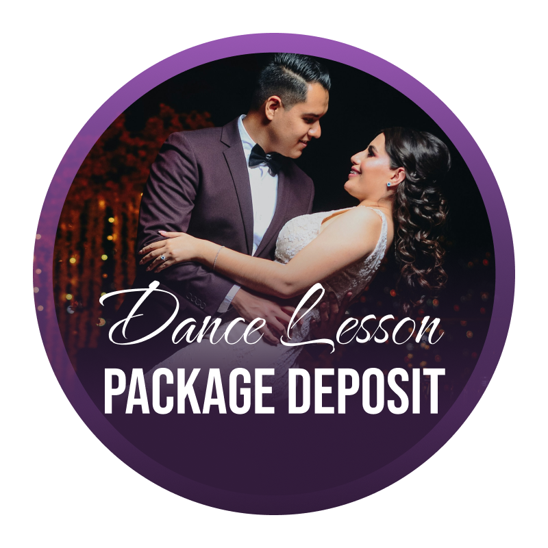 Wedding Dance Lessons Package Deposit - Bride & Groom performing a lean in their first dance