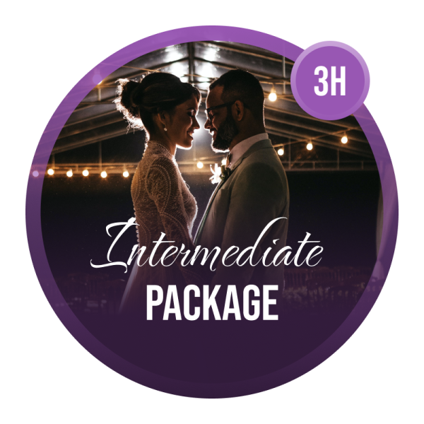 Intermediate Wedding Dance Lesson Package - Couple facing each other as they begin their first dance